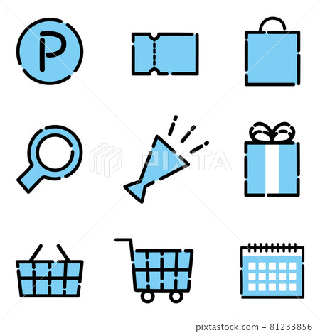 Icon set 02 (Blue, simple and cute icon set that can be used for shopping, etc.) 81233856