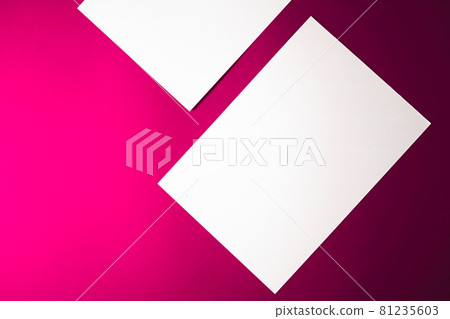 Blank A4 paper, white on pink background as office stationery flatlay, luxury branding flat lay and brand identity design for mockup 81235603