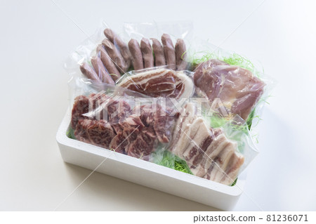 Yakiniku meat, assorted yakiniku, yakiniku set, barbecue set, several types of barbecue, 5 types, many types 81236071