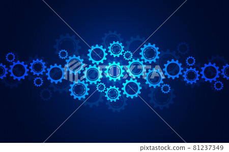 Cogs and gear wheel mechanisms. Hi-tech digital technology and engineering. Abstract technical background. High quality illustration 81237349