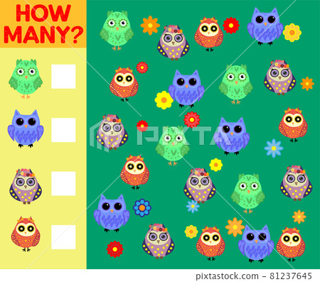 Cartoon Illustration of Educational Counting Activity Game for Children with Bird Characters Cartoon Illustration of Educational Counting Activity Game for Children with Bird Characters 81237645