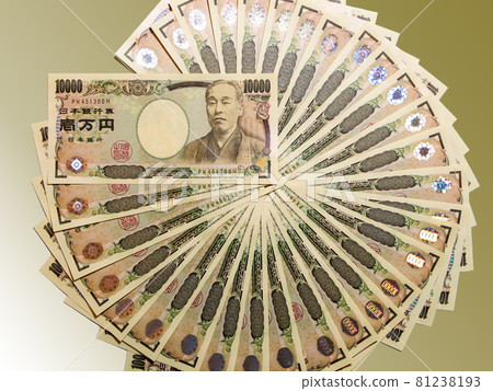 10,000 日元粉絲祝你好運金色背景 10,000 日元粉絲祝你好運金色背景 81238193