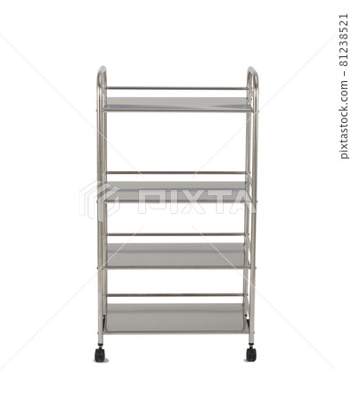 Stainless steel racks with wheels isolated on white 81238521
