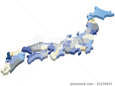 Map of Japan Illustration_3D_Perspective 3D Prefecture_buml Map of Japan Illustration_3D_Perspective 3D Prefecture_buml 81238935