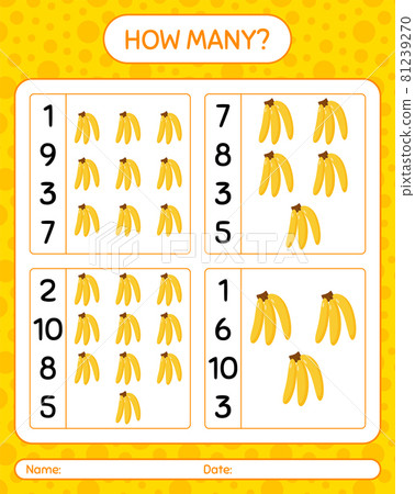 How many counting game with banana. worksheet... - Stock Illustration ...