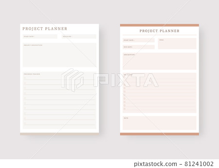Project planner template. Set of planner and to do list. Modern planner template set. Vector illustration. 81241002