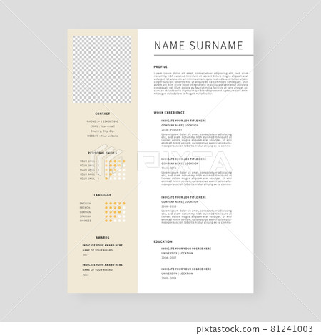 Resume template. Professional resume template design. Template design. Vector illustration. 81241003