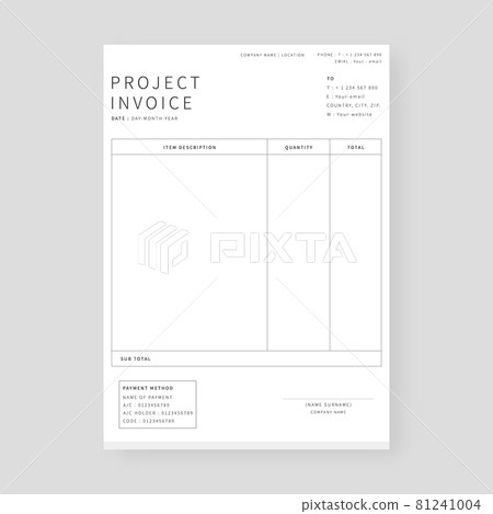 Project invoice template. Modern invoice layout template. Vector illustration. Project invoice template. Modern invoice layout template. Vector illustration. 81241004