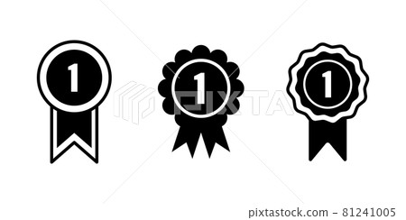 Medal badge icon set. First place award outline icon. Vector illustration. Medal badge icon set. First place award outline icon. Vector illustration. 81241005