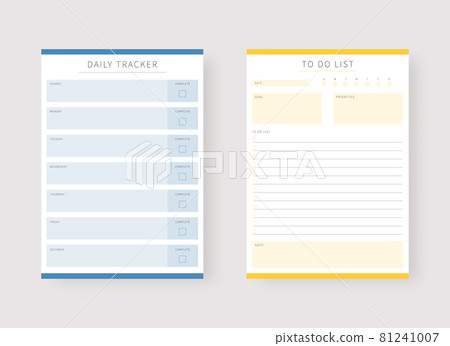 Daily tracker and to do list planner template. Set of planner and to do list. Modern planner template set. Vector illustration. Daily tracker and to do list planner template. Set of planner and to do list. Modern planner template set. Vector illustration. 81241007