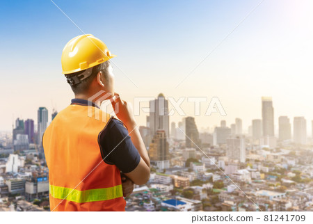 Construction business concept with civil engineer 81241709