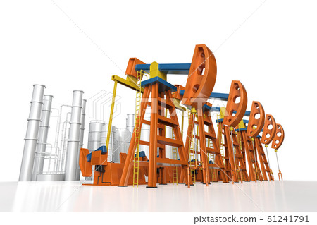 Petroleum industry concept with crude oil pump and oil refinery Petroleum industry concept with crude oil pump and oil refinery 81241791
