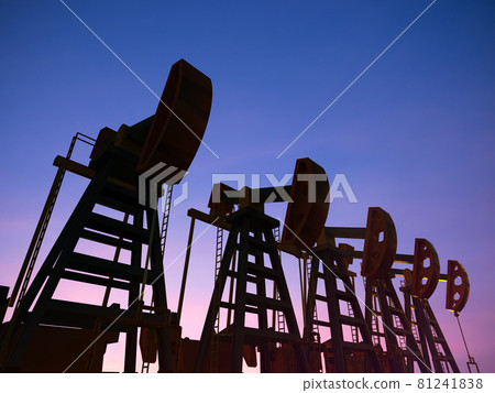 Crude oil pump or oil rig with twilight sky Crude oil pump or oil rig with twilight sky 81241838