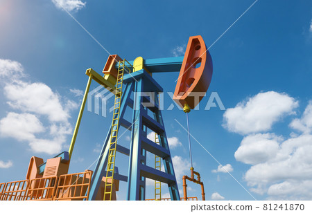 Crude oil pump or oil rig with blue sky Crude oil pump or oil rig with blue sky 81241870