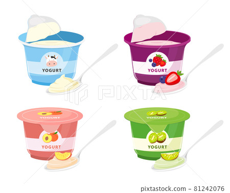 Fruits yogurt set collections Vector 81242076