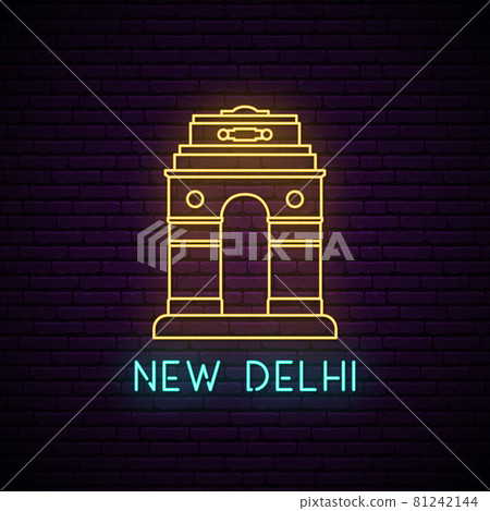 Delhi gate neon sign. Light banner.  81242144