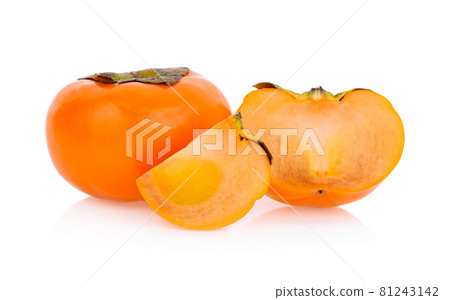 ripe persimmons isolated on white background 81243142