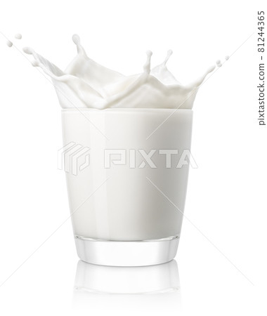 glass of milk with splash isolated on white 81244365