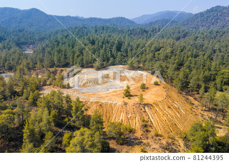 Colorful mine tailings from pyrite ore extraction in Troodos mountains, Cyprus 81244395