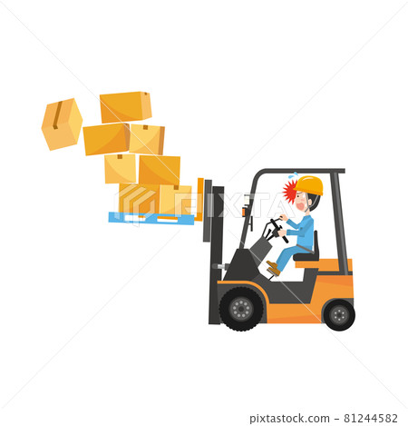 Male worker dropping luggage while working on a forklift 81244582