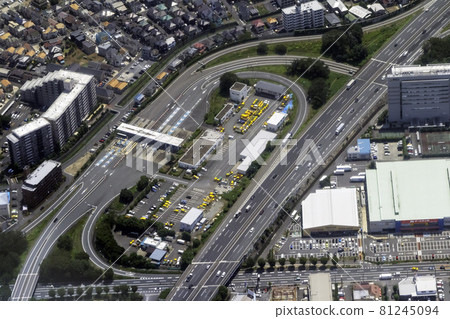 Aerial view of the Tsurugashima interchange on the Kan-Etsu Expressway Aerial view of the Tsurugashima interchange on the Kan-Etsu Expressway 81245094