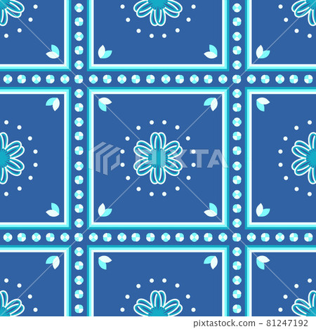 ethnic pattern with geometric seamless flower in blue background for fabric with winter color 81247192