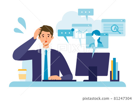 Businessmen who are busy with work Multitasking, image of problem solving 81247304