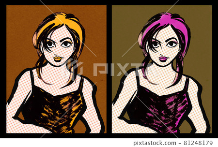Woman, front, sharp, brush painting 01 Woman, front, sharp, brush painting 01 81248179