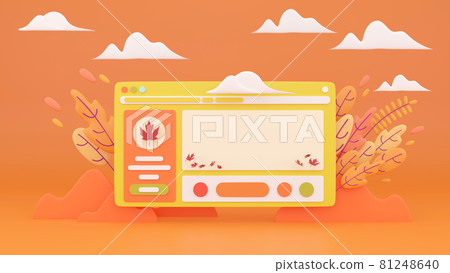 Autumn display on website background. 3d render. Autumn display on website background. 3d render. 81248640