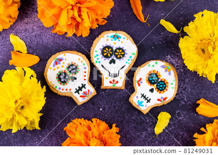 Day of the Dead cookies in shape of sugar skull. Day of the Dead cookies in shape of sugar skull. 81249031