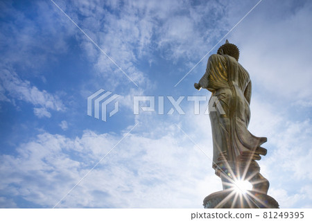 Golden Buddha statue standing at Wat Phra That Khao Noi, Nan Province, Thailand 81249395