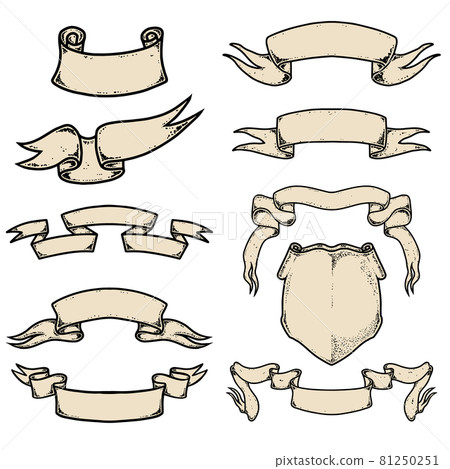 Vintage engraving ribbons. Design elements for poster, emblem, sign, label. Vector illustration Vintage engraving ribbons. Design elements for poster, emblem, sign, label. Vector illustration 81250251