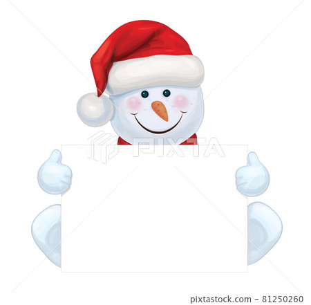 Vector cute snowman hidng by blank. Vector cute snowman hidng by blank. 81250260