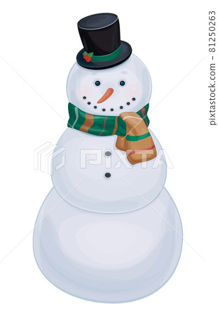 Vector cute, smiling snowman cartoon, isolated. Vector cute, smiling snowman cartoon, isolated. 81250263