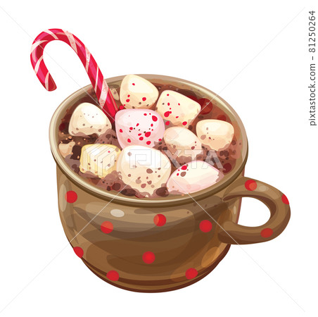 Vector cup of hot chocolate with marshmallows. Vector cup of hot chocolate with marshmallows. 81250264