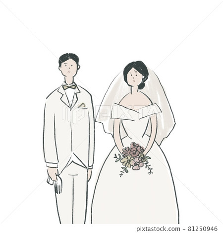 新娘和新郎滿臉不滿意，婚禮，婚禮，照片婚禮，煩惱， 81250946