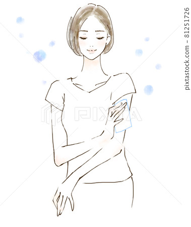 一個女人擦汗的插圖令人耳目一新的清潔 81251726