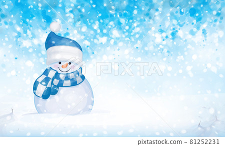 Vector cute snowman cartoon for winter holidays design. Vector cute snowman cartoon for winter holidays design. 81252231