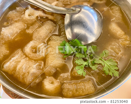 Chinese braised fish maw soup - close up. 81253040