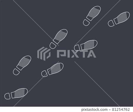 footprints from the shoes of a man on a black background. 81254762