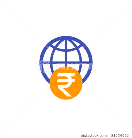 indian rupee and globe icon indian rupee and globe icon 81254962