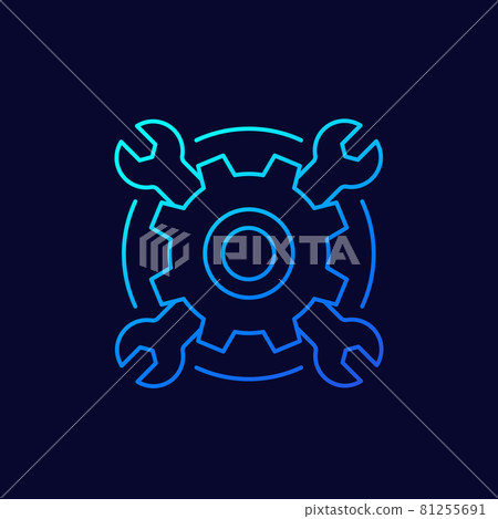 gear and wrenches line vector icon gear and wrenches line vector icon 81255691