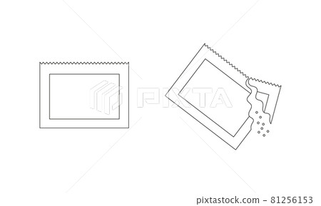 Packets with soluble culinary or medicine powder whole and poured. Outline sachets with sugar, salt or pepper. Editable stroke. Thin line icons. Vector linear illustration Packets with soluble culinary or medicine powder whole and poured. Outline sachets with sugar, salt or pepper. Editable stroke. Thin line icons. Vector linear illustration 81256153
