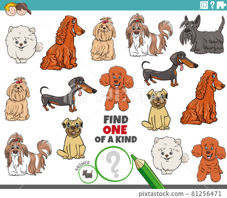one of a kind game for children with cartoon purebred dogs one of a kind game for children with cartoon purebred dogs 81256471