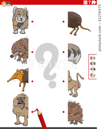 match halves of pictures with animals educational game match halves of pictures with animals educational game 81256474