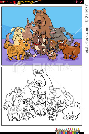 cartoon dogs and puppies group coloring book page cartoon dogs and puppies group coloring book page 81256477