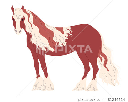 Red-brown horse with a two-color long mane 81256514