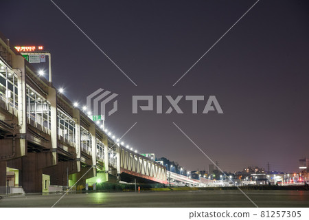 Yokohama Kohoku Junction night view neon 81257305