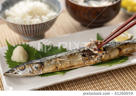 鹽烤秋刀魚圖片 81260059