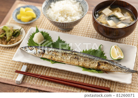 Grilled saury with salt Autumn image Grilled saury with salt Autumn image 81260071